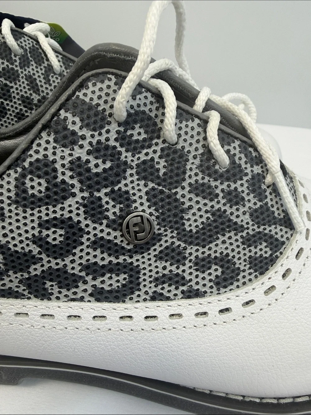 NWT FootJoy DryJoys Premiere Series White Leopard Leather Golf Shoes 7